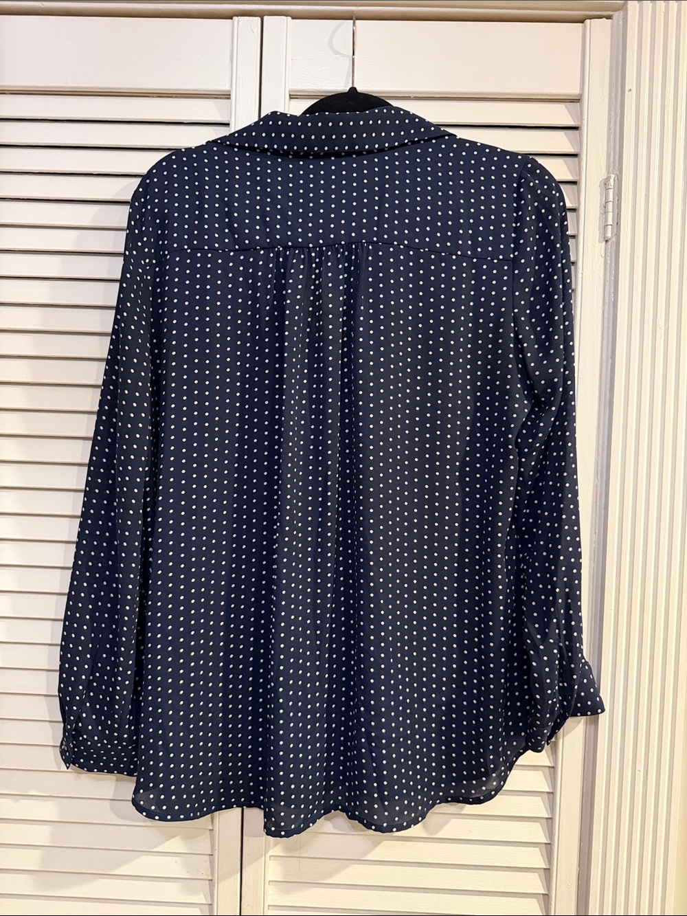 41 Hawthorn Navy & White Polka Dot Long-Sleeve Blouse - Picture 3 of 3